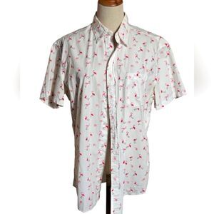 J. Crew Mercantile Flex Men's White Flamingo Print Button Down Shirt